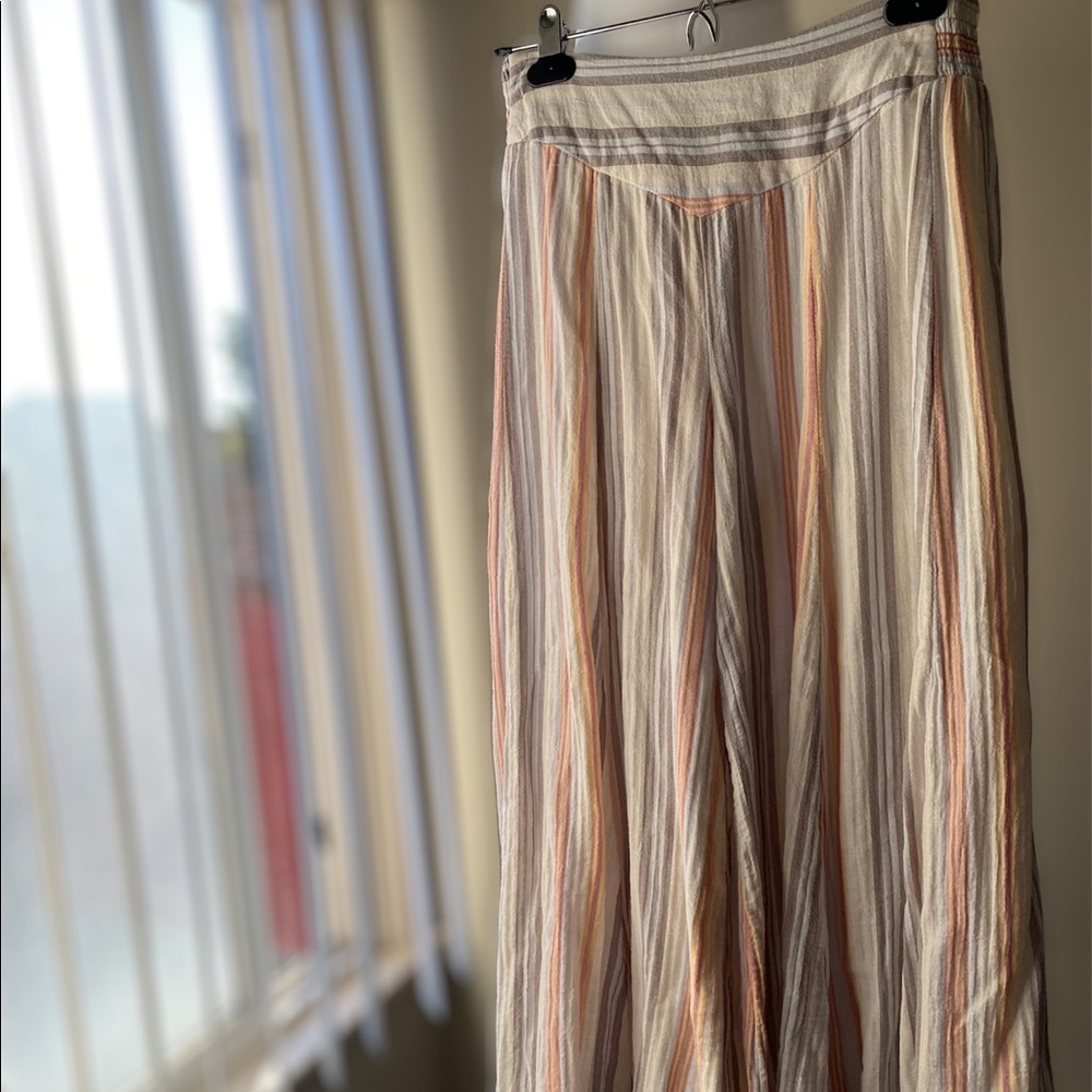 Free People striped wide leg pull on pants 🧡 XS